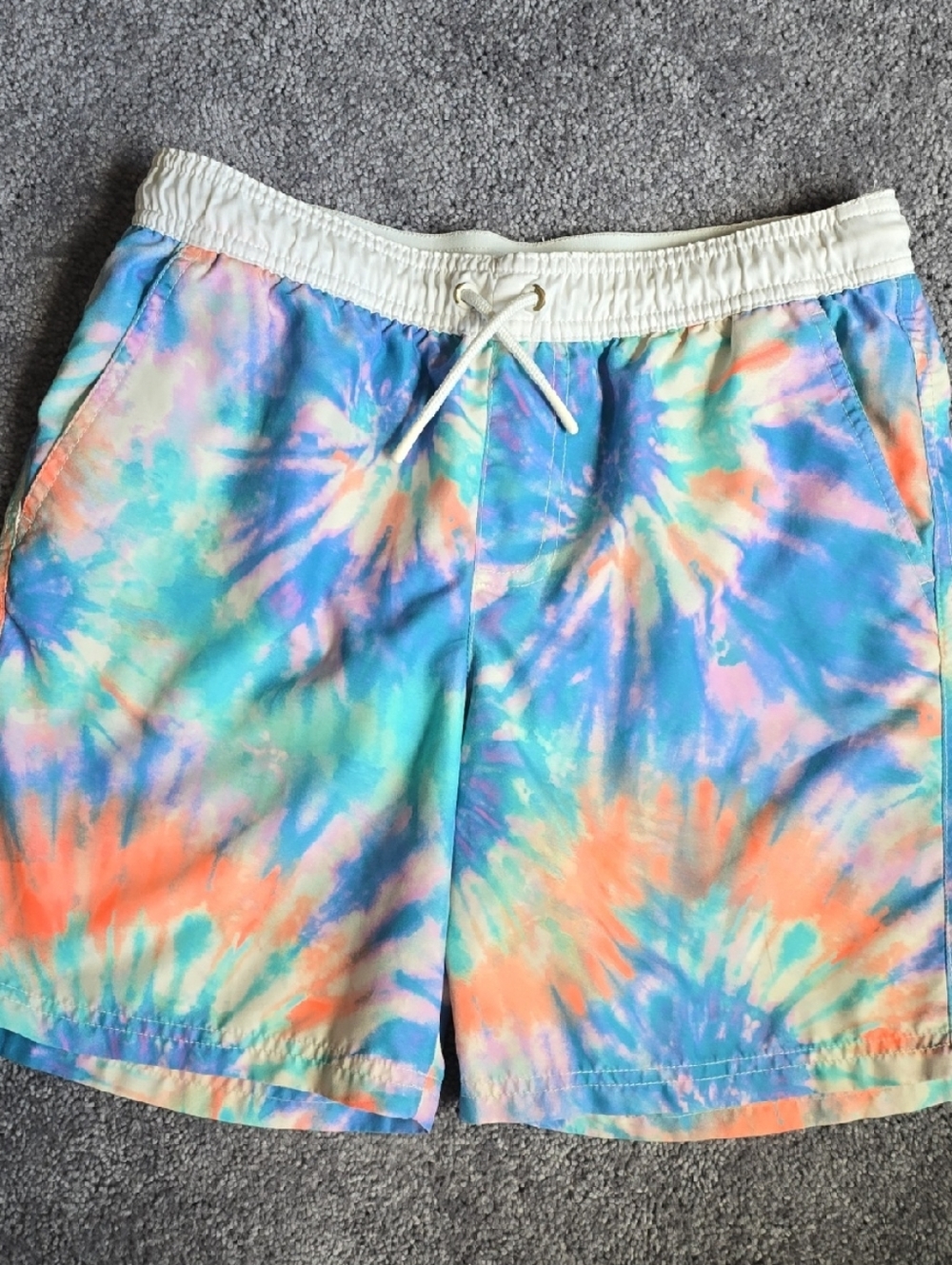 Kids Boys Size XL 14 Tie-Dye Swim Trunks Elastic Waist Shorts - Multicolor